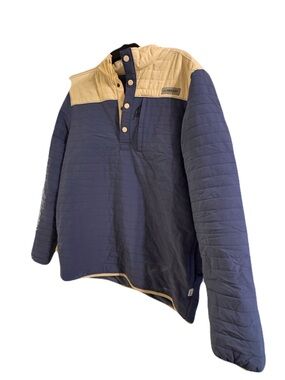 Magellan Outdoors Colorblock Quilted Pullover - Navy & Tan
